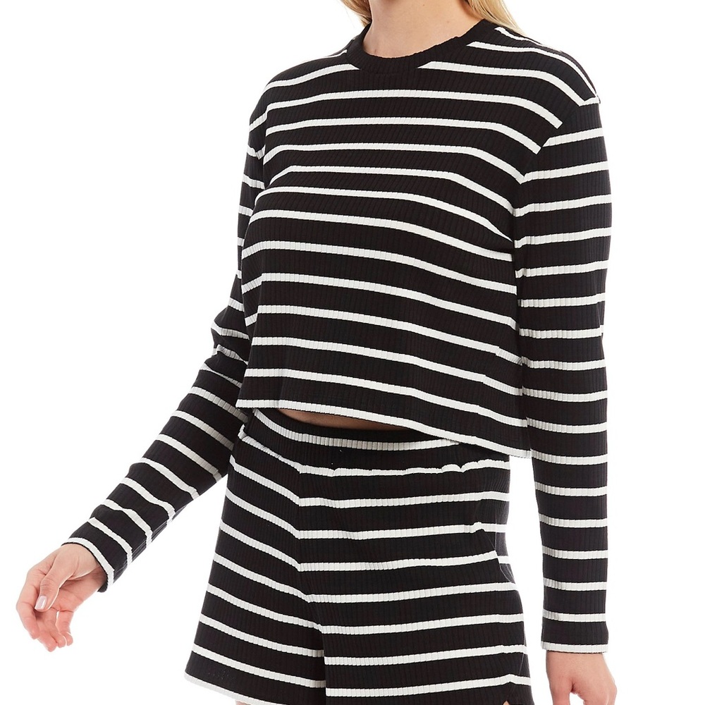 French Connection Striped Cropped Sweater